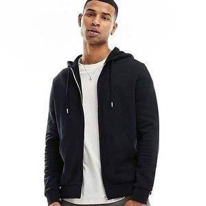 (MEDIUM) Men Black Zip Hoodie